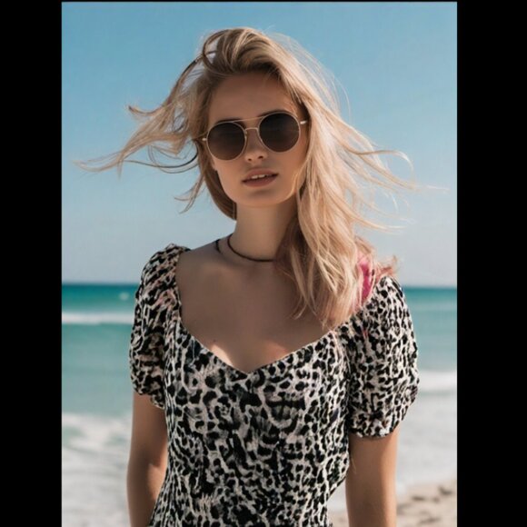 Red Carter Nora Black Cheetah/Animal Print Button Front Dress,  Size Med… - Picture 2 of 9